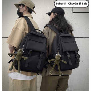 BALO ULZZANG BASIC TRƠN ĐEN nhiều ngăn cỡ lớn - thời trang Hàn Quốc