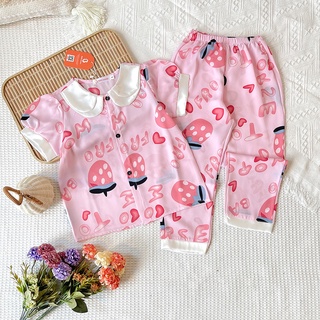 Bộ lụa cho bé gái pijama cộc dài mango tay bồng tiểu thư 13-35kg - ảnh sản phẩm 4