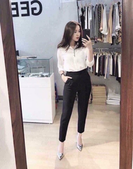 Quần Baggy Vải Nữ Cạp Cao Lưng Thun