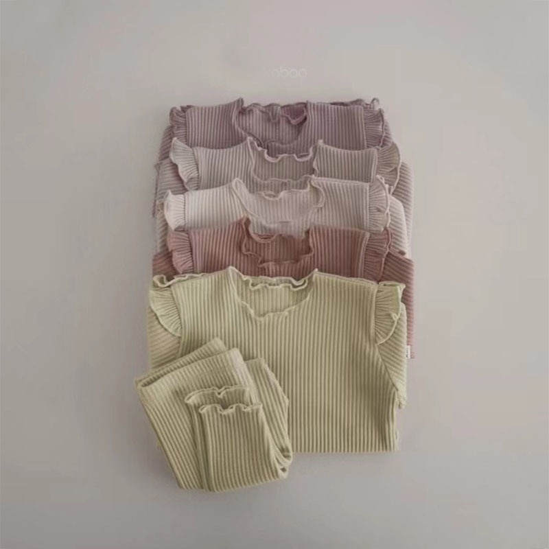 Bộ Đồ Ngủ Cotton Mềm Dài Tay Họa Tiết Kẻ Sọc Phong Cách Hàn Quốc Cho Bé NI27