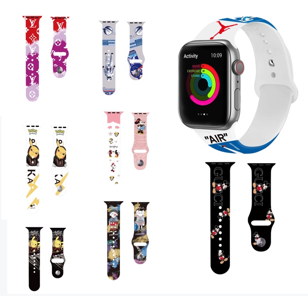 Dây Đeo Bằng Silicon Hình Minnie Và Pikachu Dễ Thương Cho Đồng Hồ Apple Watch Series 7/6/SE/5/4/3/2/1 38-45mm