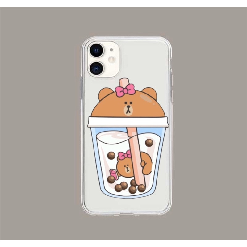 Ốp lưng lphình Gấu trà sữa cute viền trong chống ố 5/5s/6/6plus/6s/6splus/7/7plus/8/8plus/x/xs/11/12/pro/max