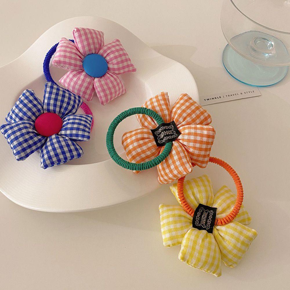 Dây Buộc Tóc Cao Su Họa Tiết Kẻ Sọc/Hoa Hướng Dương/Hoa Hướng Dương Nhiều Màu Phong Cách Hàn Quốc Xinh Xắn Cho Nữ