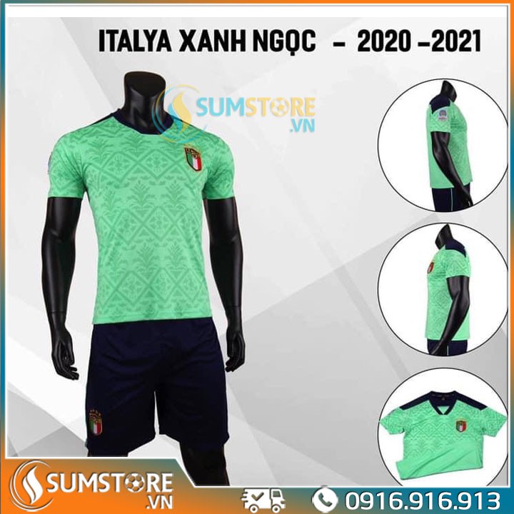 Áo Bóng Đá Italia Xanh Ngọc 2020 Cực Đẹp - Đồ Đá Banh Thun Lạnh Cao Cấp