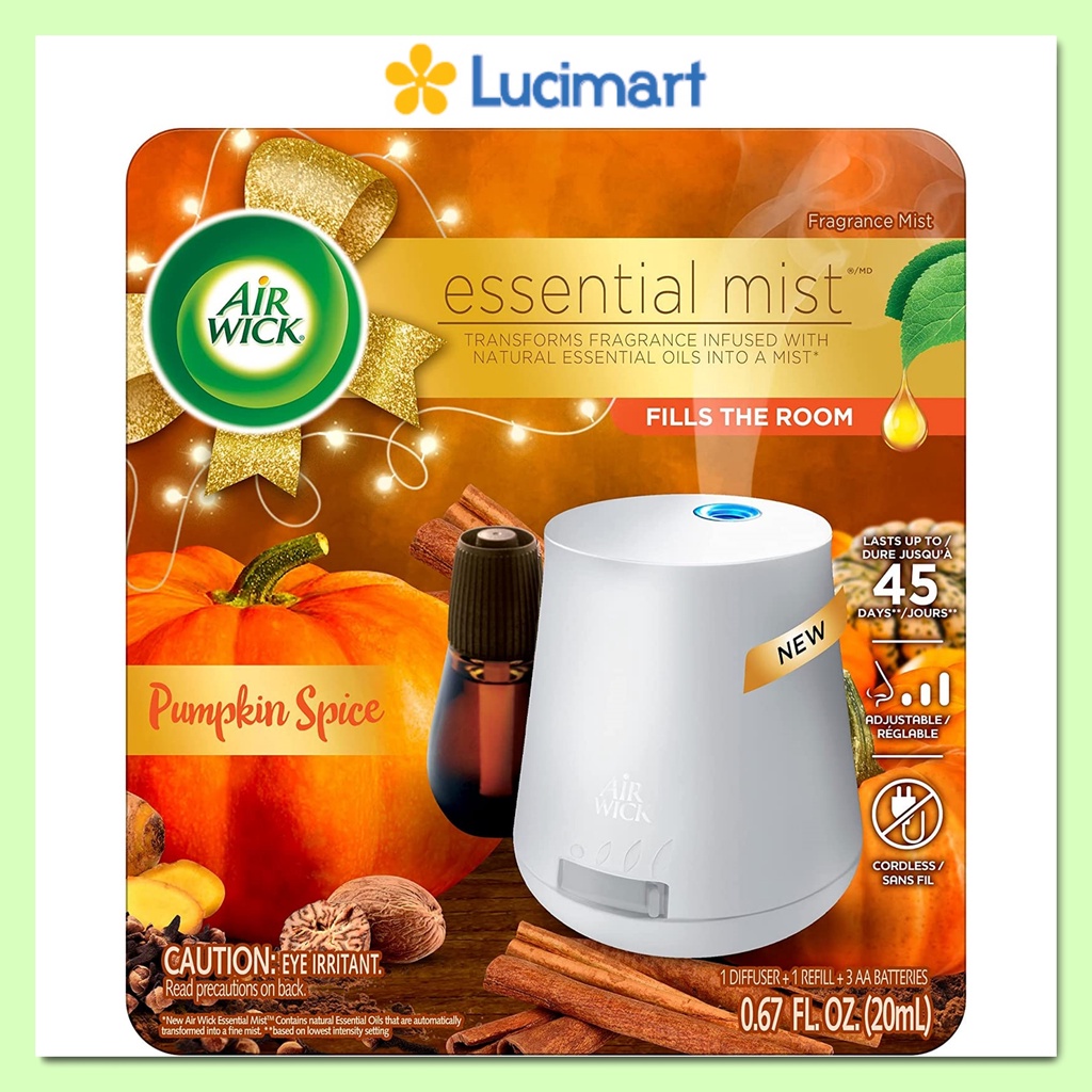 Máy xông tinh dầu dùng Pin Air Wick Essential Mist nhiều phân loại hương tinh dầu