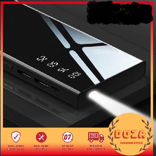 [Freeship] Sạc Dự Phòng 20.000mAh mặt gương hiển thị phần trăm pin có đèn sáng nhỏ gọn tiện lợi