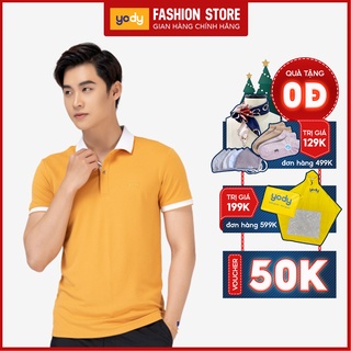 Áo thun nam YODY polo tay ngắn cổ bẻ sợi tự nhiên thoáng mát chuẩn form APM3635