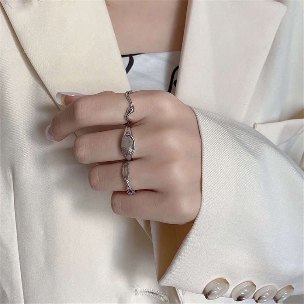 Set 3 Nhẫn Đeo Ngón Tay Phong Cách Hip hop Đường Phố Âu Mỹ Thời Trang Cho Nữ