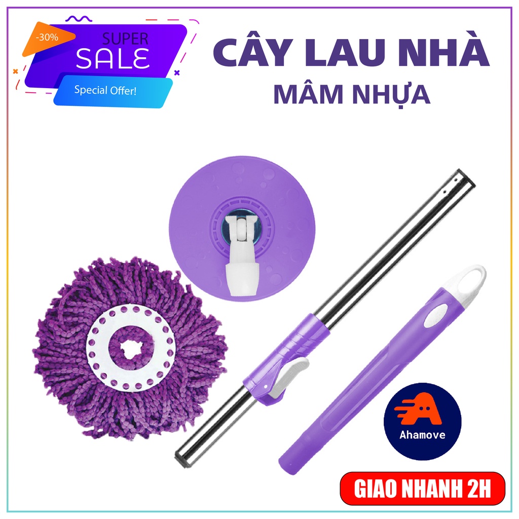 [ KÈM BÔNG LAU] Cây chổi lau nhà MÂM RỜI Xoay 360 độ