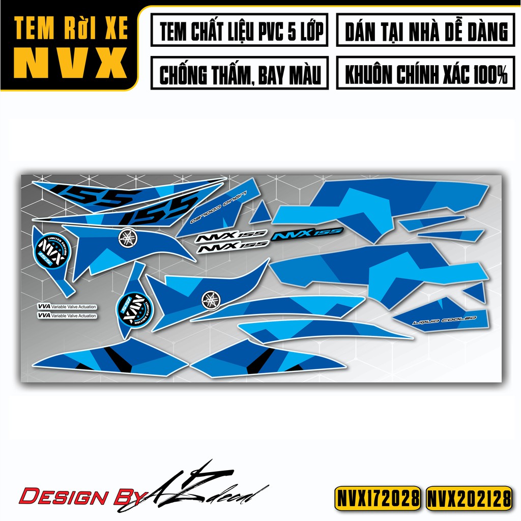 Tem Rời Dán Xe NVX Thiết Kế Camo Polygon | NVX28 | Decal PVC Chống, Nước Bền Màu Dành Cho NVX 2017 - 2021