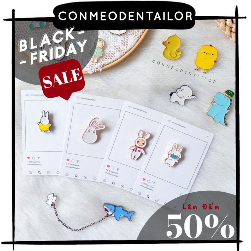 Ghim cài hình thỏ con dễ thương trang trí balo túi áo CONMEODENTAILOR