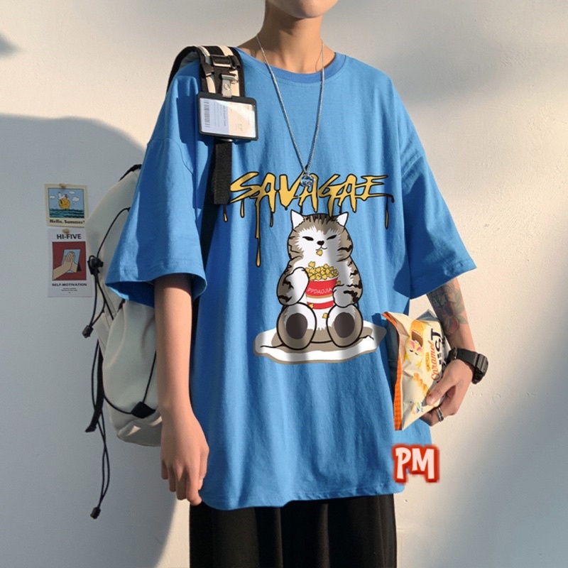 Áo phông mèo ăn bỏng ngô PM11