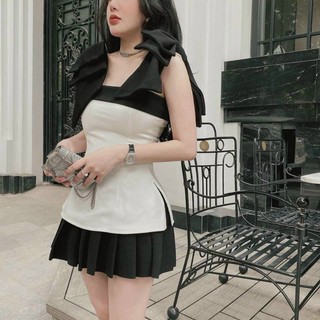 SET ÁO NƠ VAI + CHÂN VÁY DẬP LY