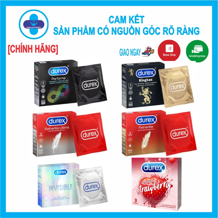 [CHÍNH HÃNG] Bao cao su Durex hộp 3 cái đủ các dòng