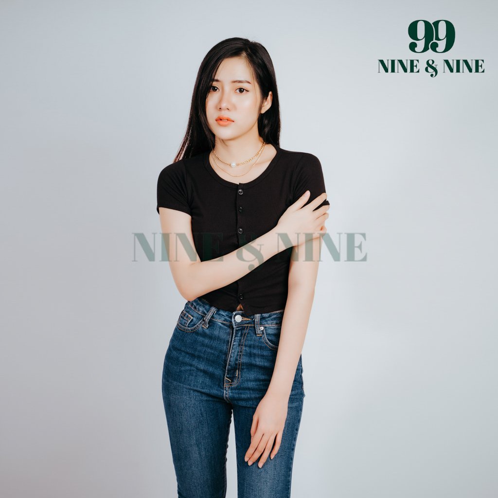 [Hot Trend] Áo Thun nữ 🌺SALE🌺Áo Croptop unisex Cộc Tay Cổ Tròn Có Cúc Nhiều Màu Siêu Đẹp chất liệu vải nhập khẩu cao cấp