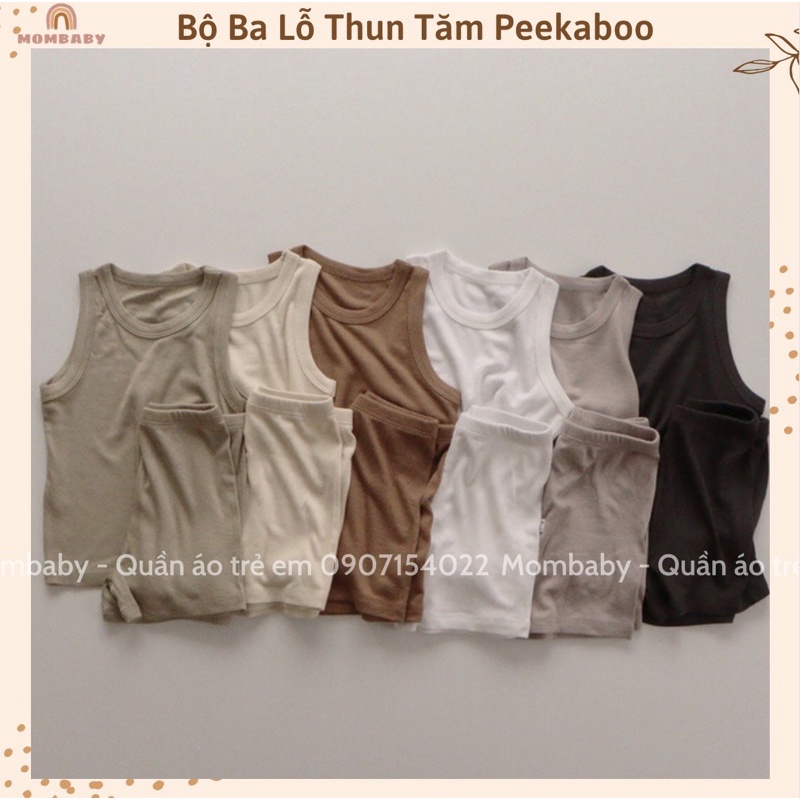 (Peekaboo QC 2022) Bộ Ba Lỗ Thun Tăm Mềm Mại Co Dãn Tốt Cho Bé
