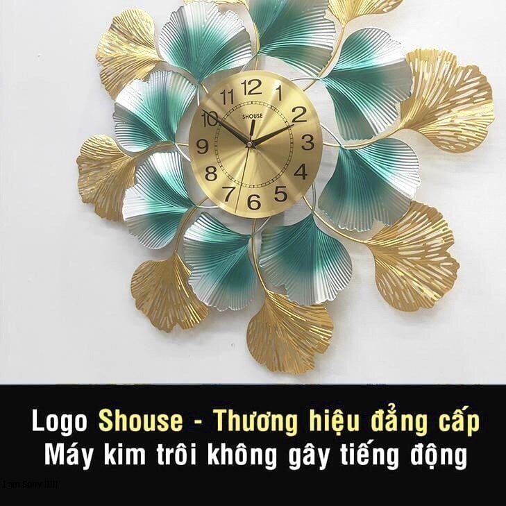 Đồng Hồ Trang Trí Treo Tường Phòng Khách Kim Trôi hình tròn hoa lá kích thước cỡ lớn Shouse DC888