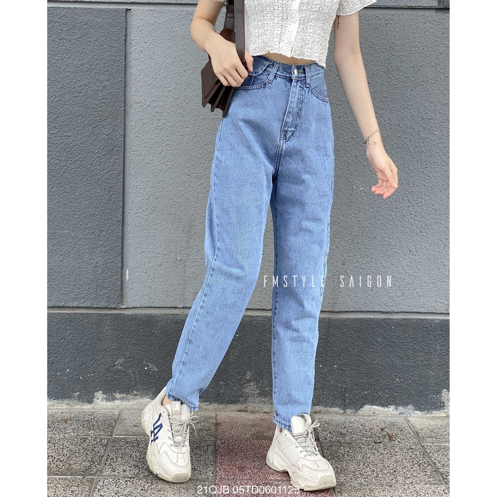 Quần jean baggy nữ trơn lưng cao 1 túi 3025(không co giãn) ulzzang, quần bò thời trang VM STYLE 22QJB03TD0501 | BigBuy360 - bigbuy360.vn