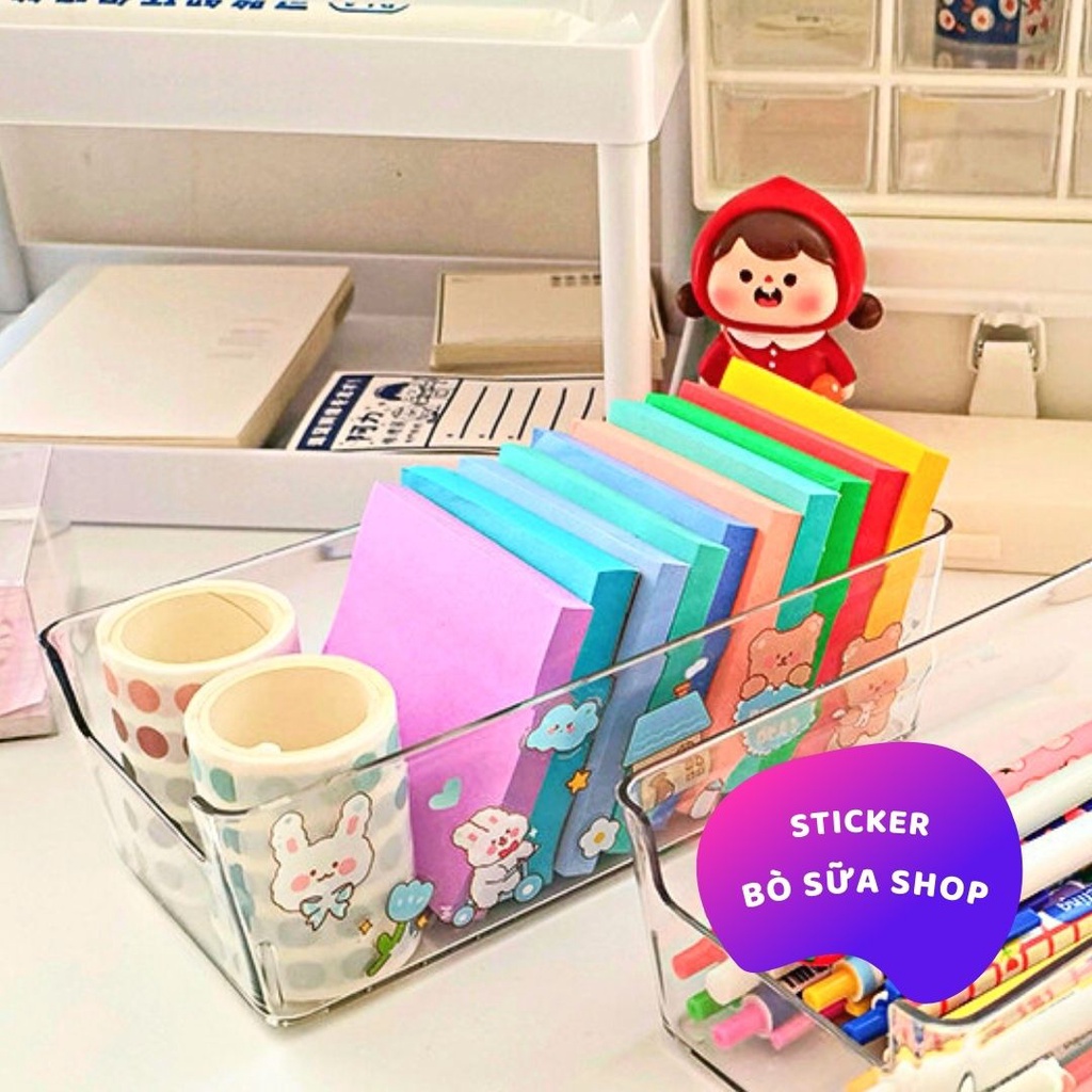 Giấy ghi chú 4 màu pastel đáng yêu giấy note hình vuông post it 3M stickerbosuashop