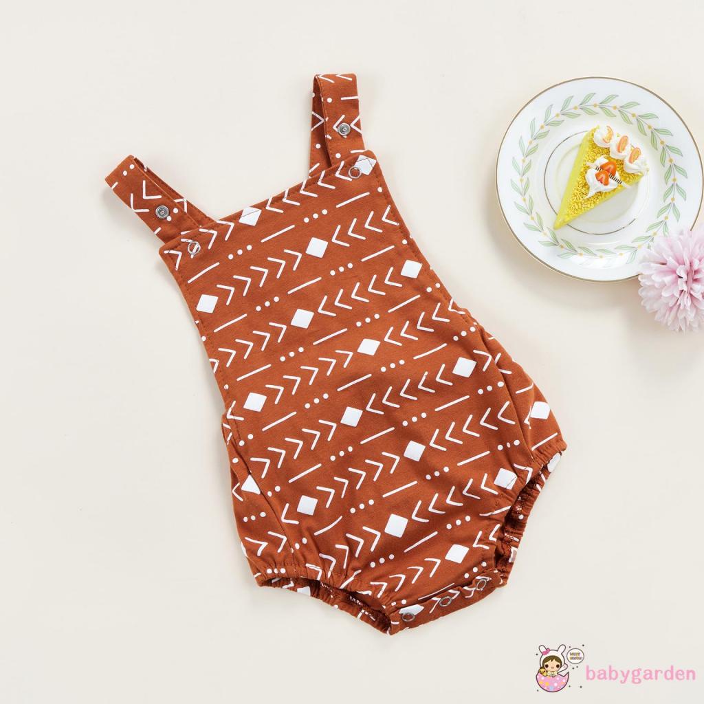 Áo liền quần không tay hở lưng in hình mặt trời/kim cương tam giác cho bé 0-2 tuổi
