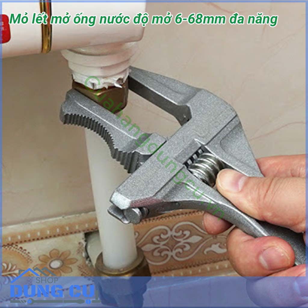 Mỏ lết ngắn vòm miệng lưỡi răng cưa độ mở lớn từ 6-68mm