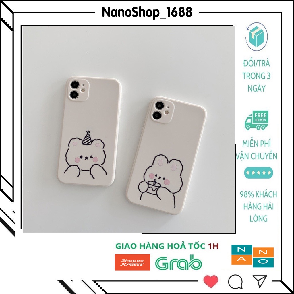 Ốp Lưng Iphone Cạnh Vuông,Bảo Vệ Camera Hình Gấu Sinh Nhật ip 7Plus,8Plus,x,xs,xsmax,11,11promax,12,12promax,13,13promax