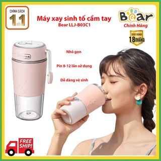 Máy xay sinh tố mini cầm tay đa năng mini Bear LLJ-B03C1 - Bản Quốc Tế Tiếng Anh - Hàng chính hãng