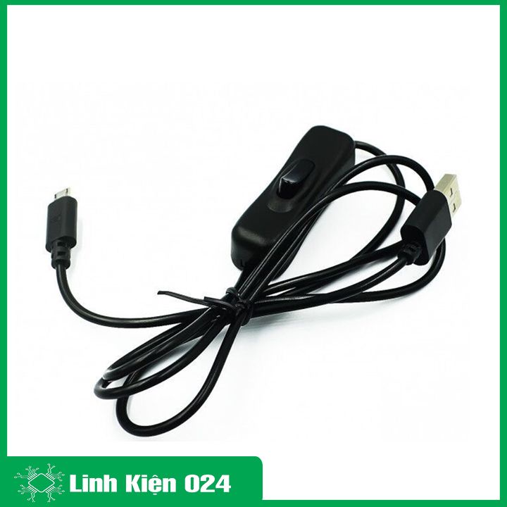 Dây cáp nguồn đèn tích điện có công tắc USB 5VDC chân micro dây dài 1.5 mét, màu giao ngẫu nhiên