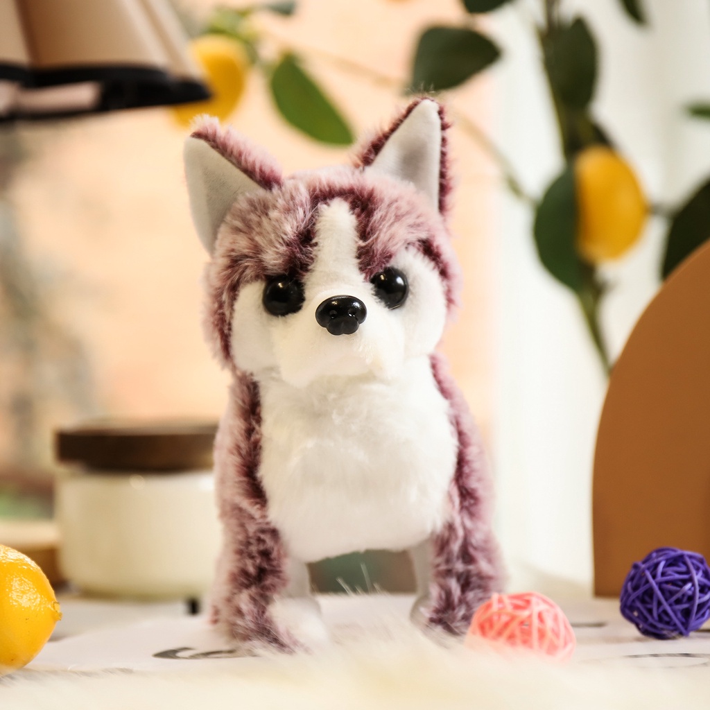 Thú nhồi bông, Chó bông biết đi biết sủa, Đồ chơi chó nhồi bông Husky cực xinh cho trẻ em