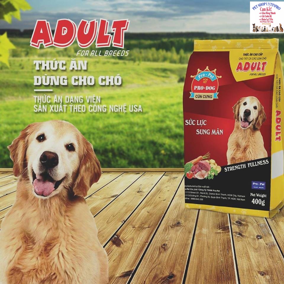 5 Gói Thức ăn hạt cho Chó trưởng thành PRO-DOG ADULT Gói 400g Xuất xứ Pro-Pet Việt Nam Dinh dưỡng hoàn chỉnh cho Chó