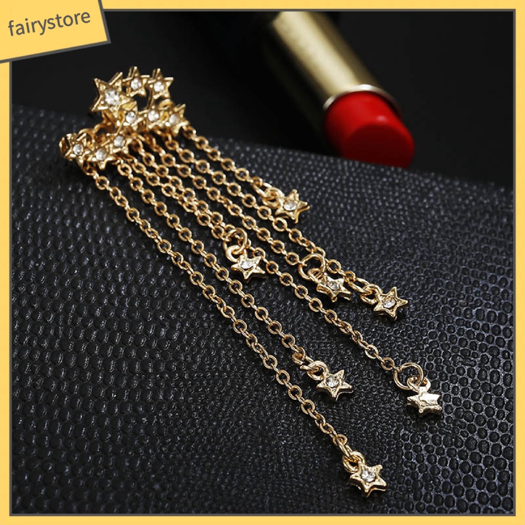 Bông Tai Dáng Dài Hình Ngôi Sao Đính Đá Lấp Lánh