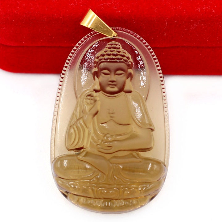 Mặt Dây Chuyền Phật A Di Đà Màu Nâu Khói 3.6cm - Mặt Size Nhỏ - Tặng Kèm Móc Inox - Phong Thủy 868