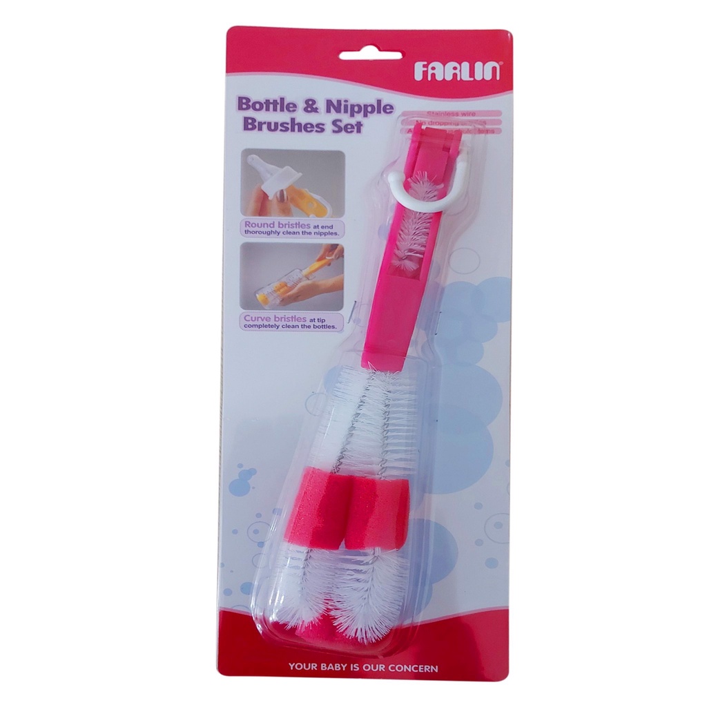 Chổi Cọ Bình Sữa Và Núm Ty Đầu Có Mút Farlin BF257 ( Cọ thẳng không xoay )