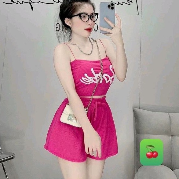 Sét bộ ngủ in chữ BarBie kèm quần ống rộng