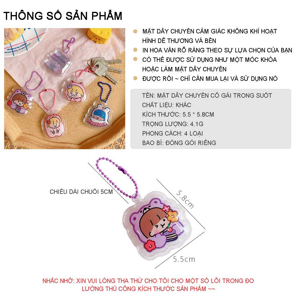 Móc khóa W&G trang trí túi mặt hoạt hình acrylic trong suốt