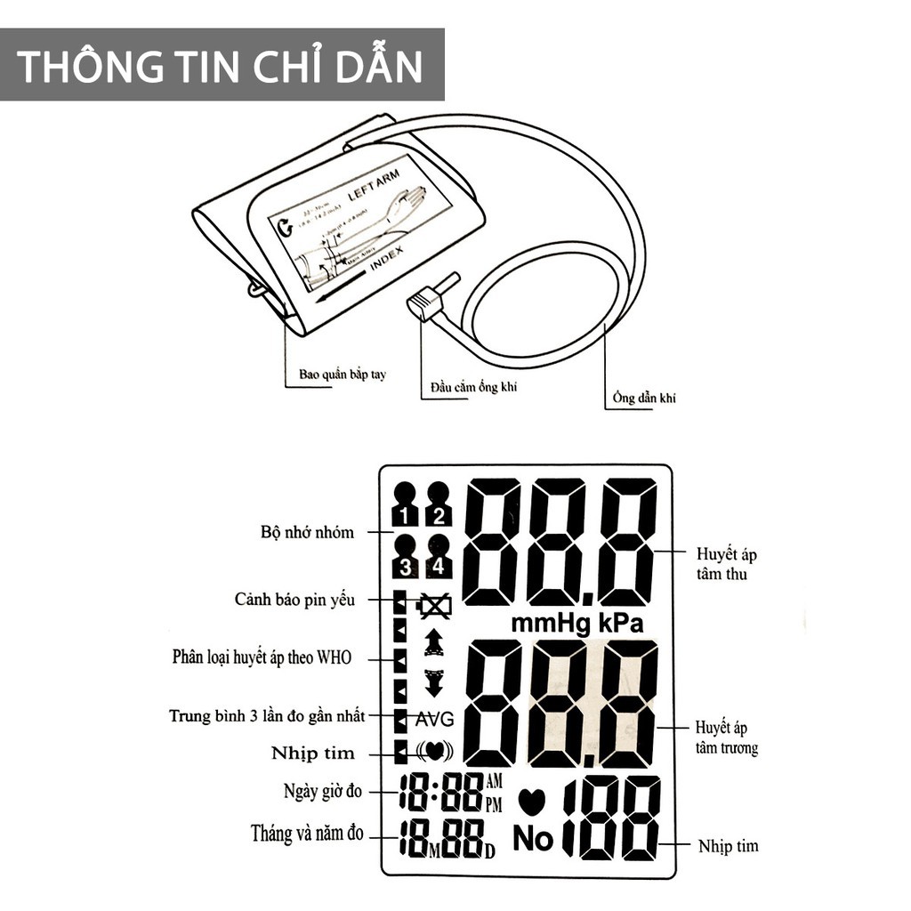 Máy đo huyết áp điện tử Bắp tay Benze BP1304 - Đo đo nhịp tim