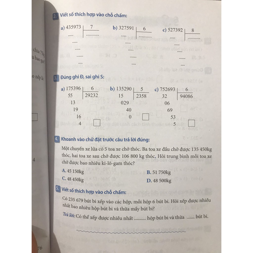 Sách Bài Tập Trắc Nghiệm Và Đề Tự Kiểm Tra Toán 4