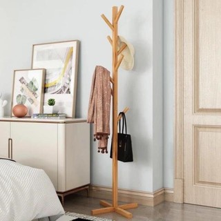[ Hàng Loại 1] Cây Treo Quần Áo Túi Xách Gỗ Thông Cao Cấp 8 Móc Cài - Phong Cách Hàn Quốc Decor - Kt 153 x 4.5 x4.5 cm