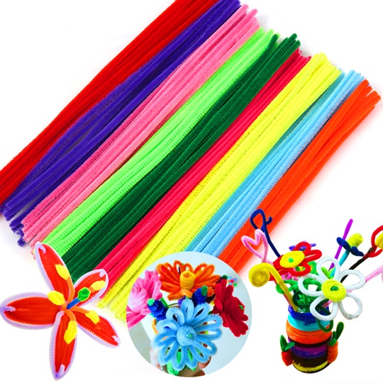 Set 40/ 100 que lông nhung xoắn nhiều màu sắc dùng làm đồ thủ công