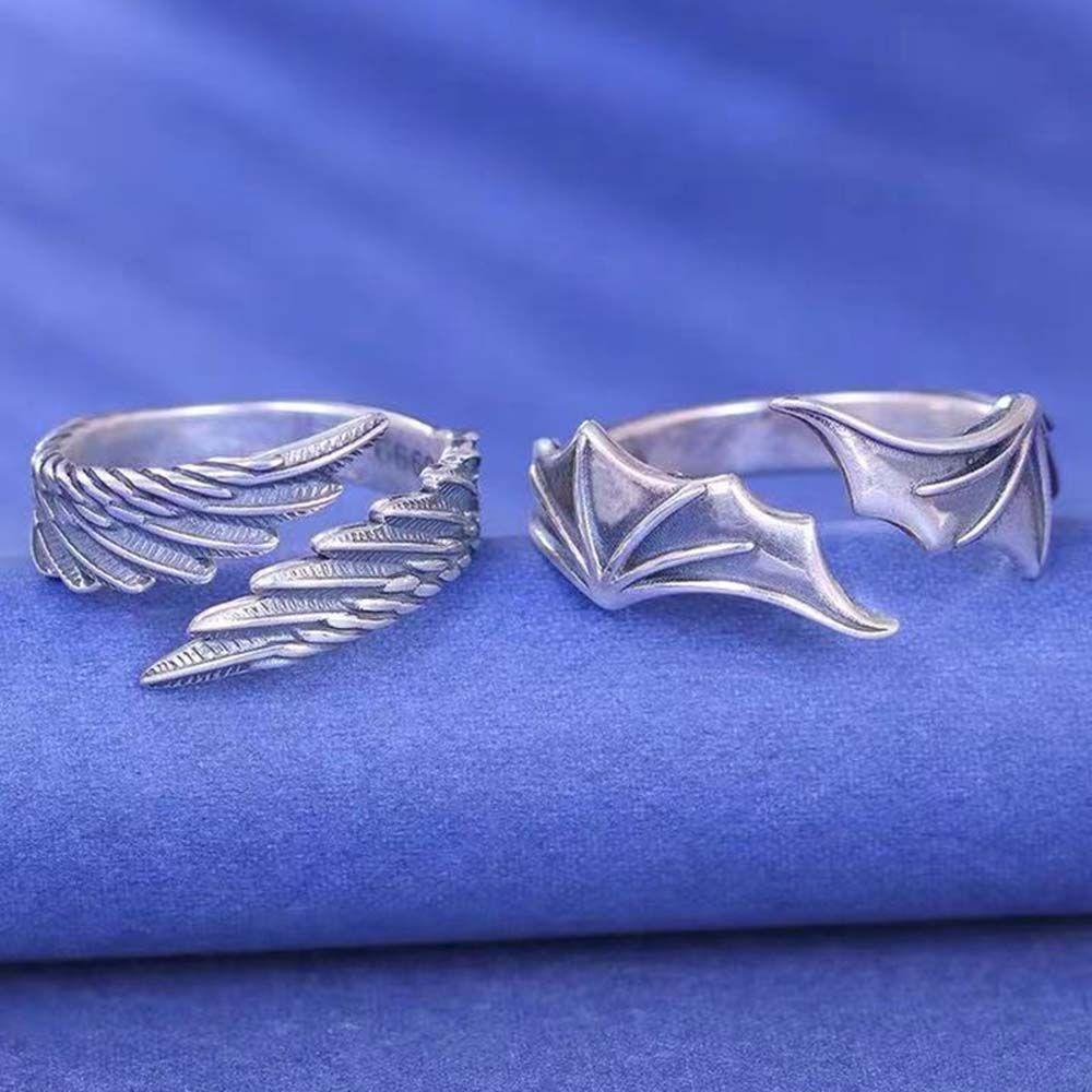 Qqmall Nhẫn Cặp Đôi Hình Thiên Thần Phong Cách Vintage Phù Hợp Với Bạn Thân|Vòng Tay Kim Loại Nhiều Màu Sắc Thời Trang