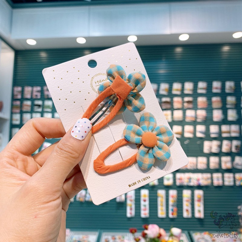 Kẹp Tóc Đính Hoa Vải Phong Cách Hàn Quốc Cho Bé Gái