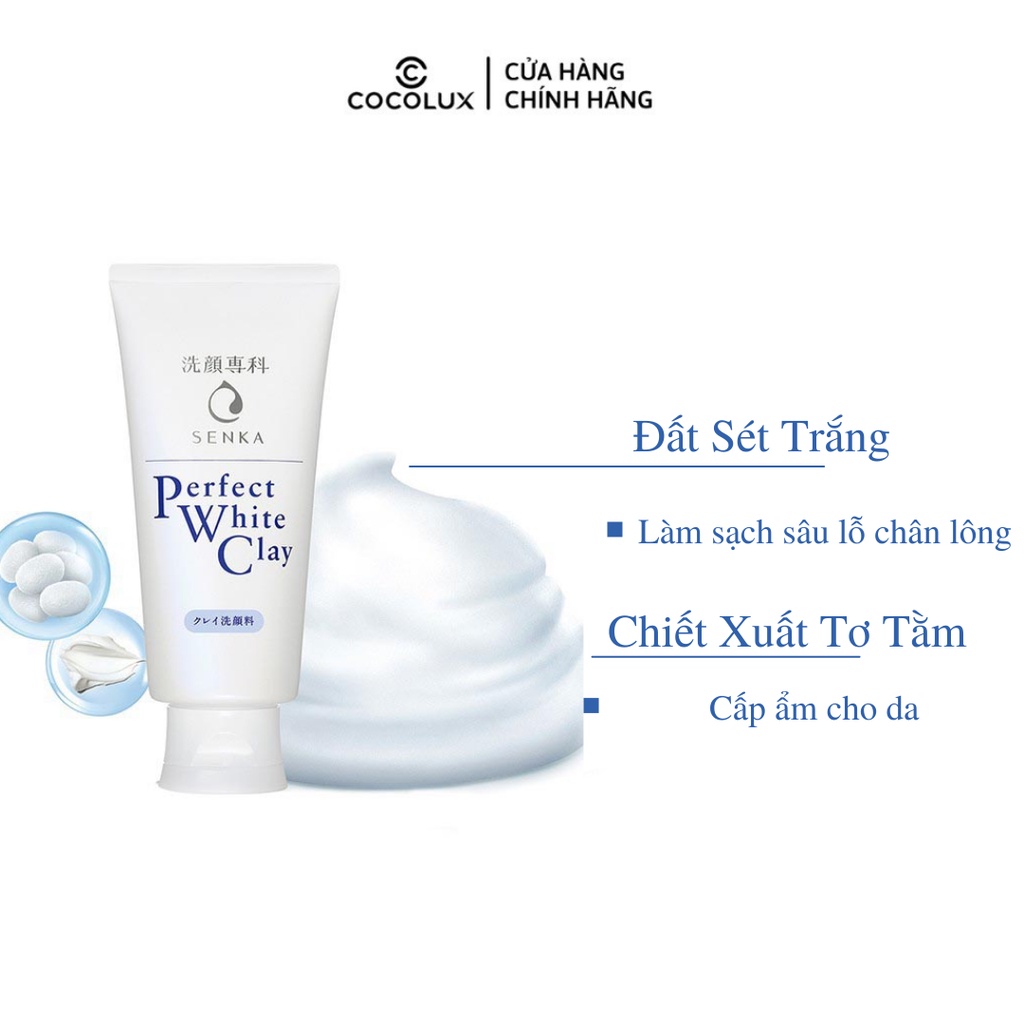 Sữa Rửa Mặt Đất Sét Trắng Perfect White Senka 120g