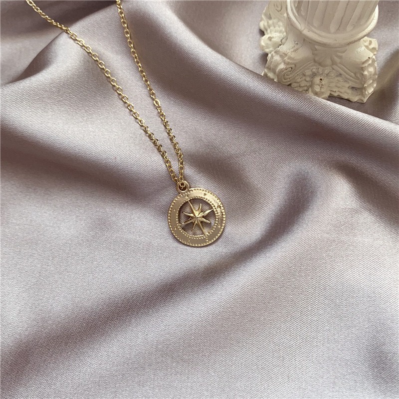 Dây chuyền, vòng cổ mặt tròn phong cách Vintage NL041Leace.accessories