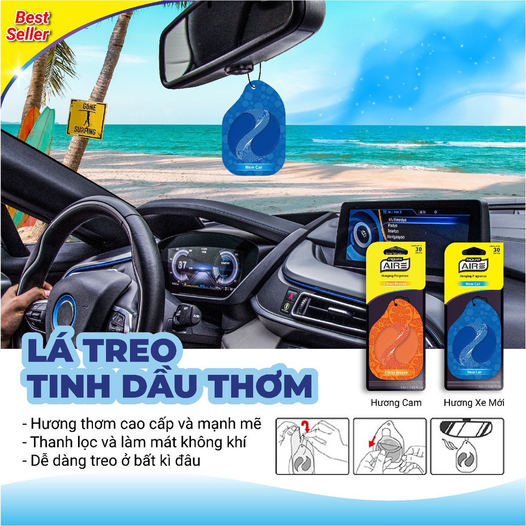 Sáp Thơm Phòng Nước Hoa Ô Tô Tinh Dầu Lá Treo Xe Hơi Hương Xe Mới Aromate Đài Loan Chính Hãng Nhập Khẩu - Taiwan Hub