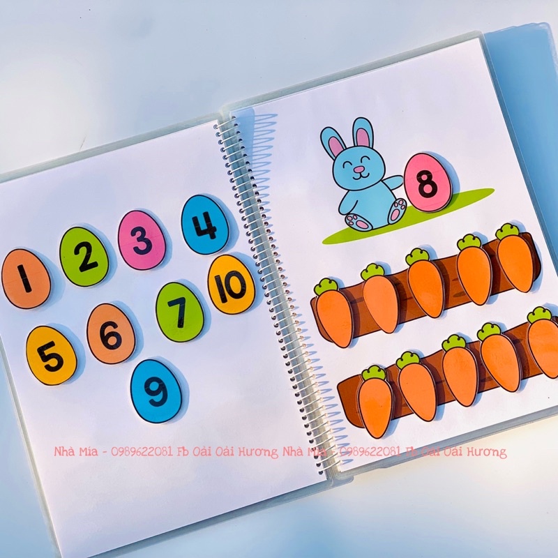 Học liệu bóc dán Montessori đầu đời cho bé, Busy book chủ đề tông hợp 15 trang in giấy bìa ép Plastic siêu bền