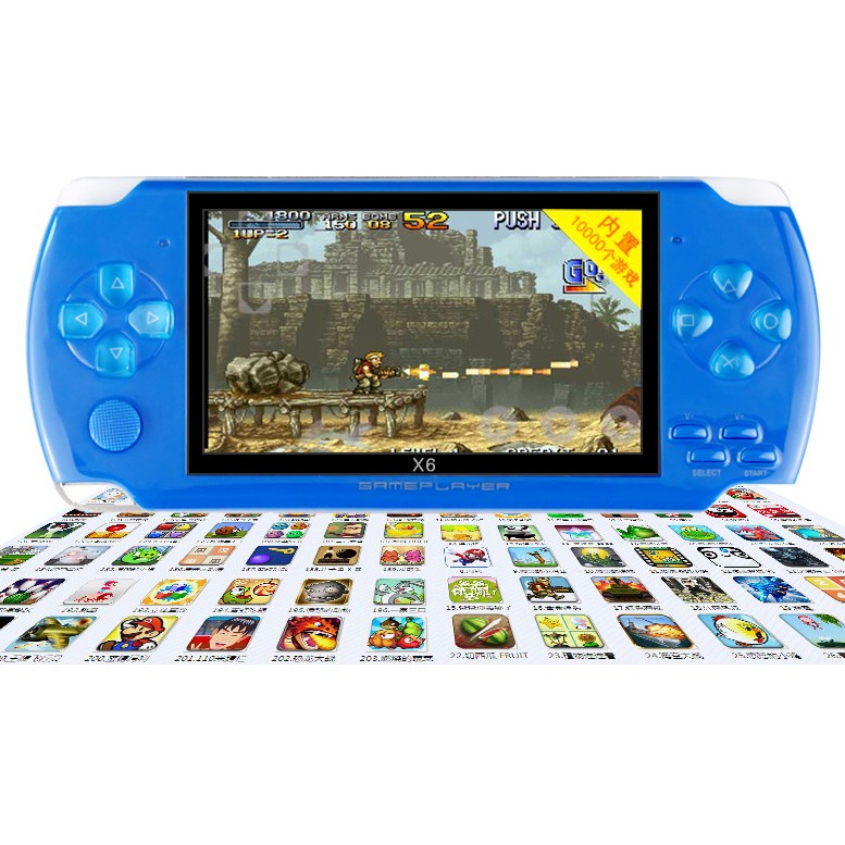 Máy chơi game cầm tay 4 nút X6 màn hình 4.3 inch chơi được game thùng-NES-SNE-GB tích hợp sẵn 10000 trò -dc3374