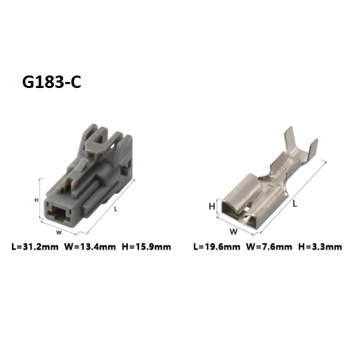 G183-Giắc cắm dây nịt 1 lỗ màu xám 6.3mm