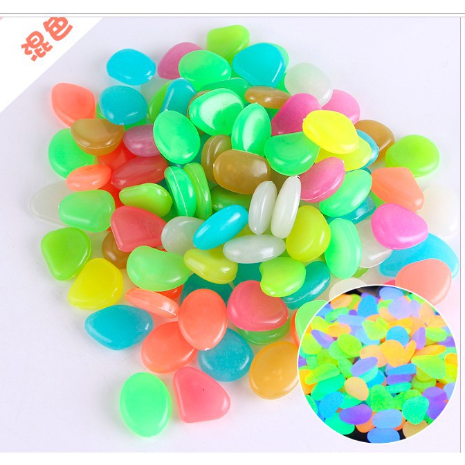 Set 50 đá dạ quang phổ biến màu phát sáng trong đêm cho bể cá cảnh.Đá dạ quang đãng 10/20/30/40/50 vi