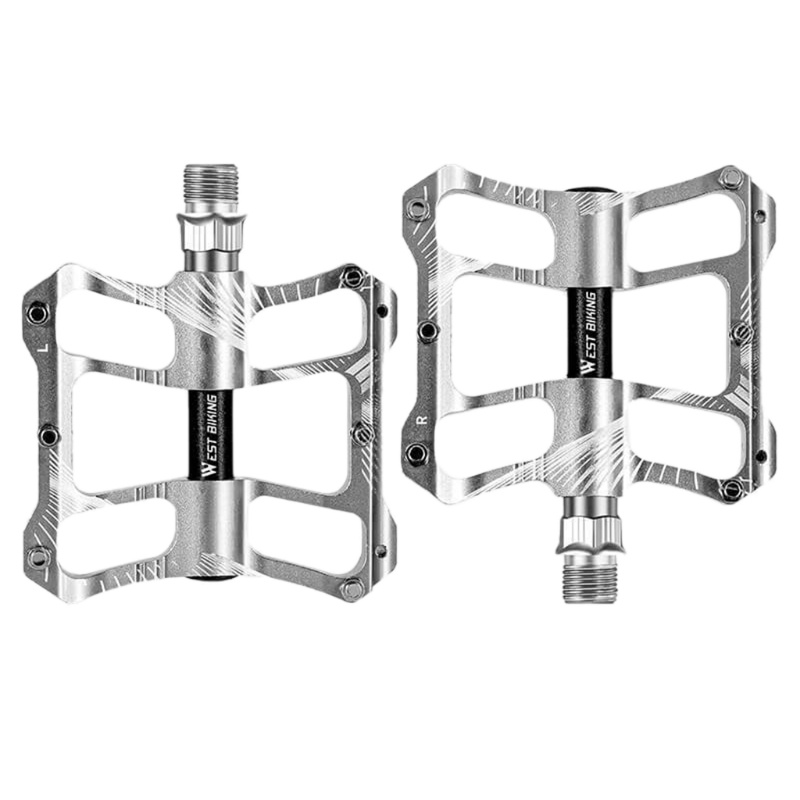 QQ Bàn Đạp Bằng Nhôm Màu Đen / Bạc Chống Trượt Cho Xe Đạp MTB