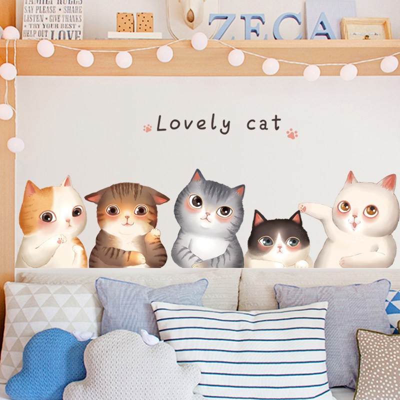 Decal dán tường những chú mèo lovely cat GS9241 trang trí phòng ngủ, phòng khách
